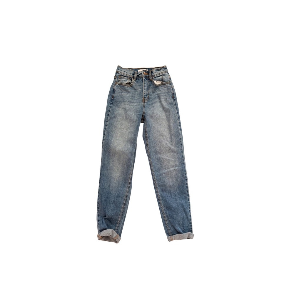 Cello High Waisted Mom Jeans Medium Wash Blue Tapered Leg Size 0